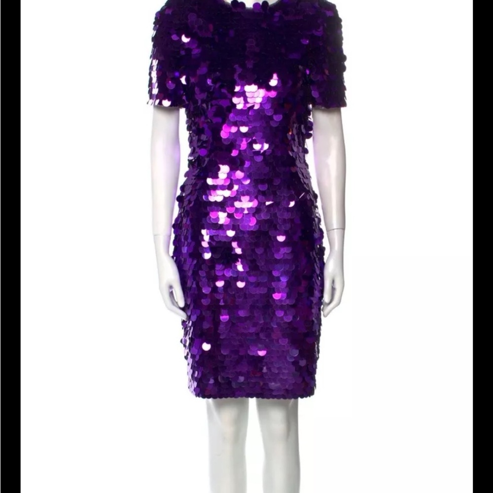 Oleg Cassini Purple Sequin Dress sz 10